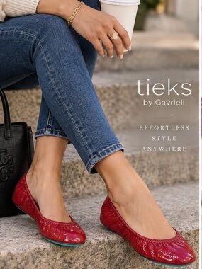 Tieks Ruby Red Patent Leather Ballet Flats Foldable Size 7